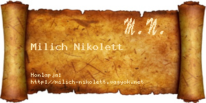 Milich Nikolett névjegykártya